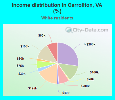 Income distribution in Carrollton, VA (%)