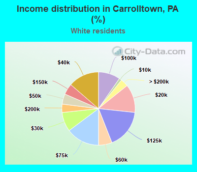Income distribution in Carrolltown, PA (%)