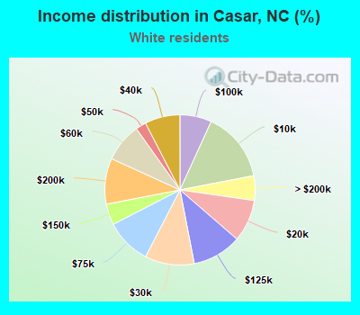 Income distribution in Casar, NC (%)