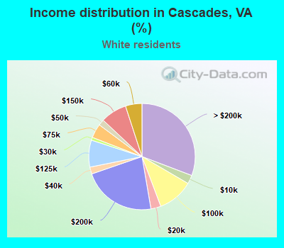Income distribution in Cascades, VA (%)