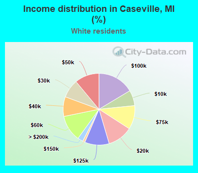 Income distribution in Caseville, MI (%)