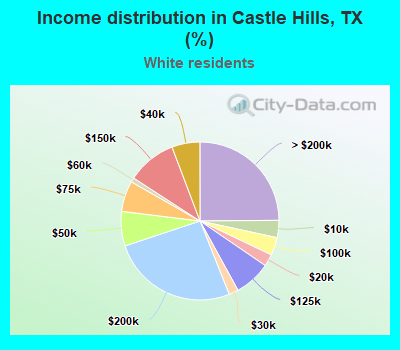 Income distribution in Castle Hills, TX (%)