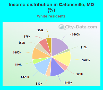Income distribution in Catonsville, MD (%)