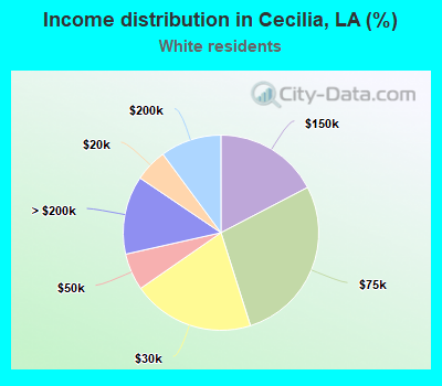 Income distribution in Cecilia, LA (%)
