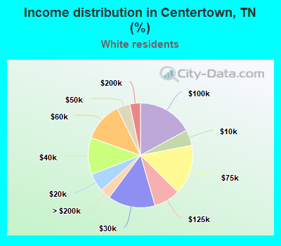 Income distribution in Centertown, TN (%)