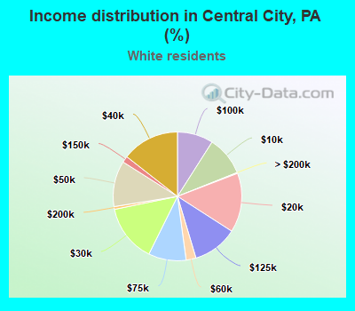 Income distribution in Central City, PA (%)