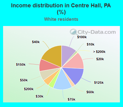 Income distribution in Centre Hall, PA (%)