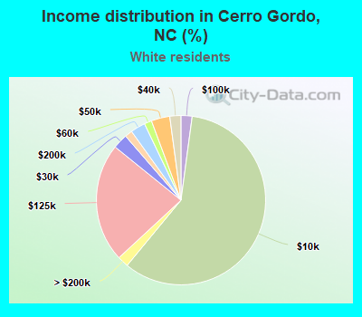 Income distribution in Cerro Gordo, NC (%)
