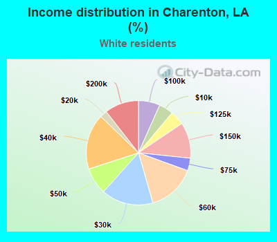 Income distribution in Charenton, LA (%)