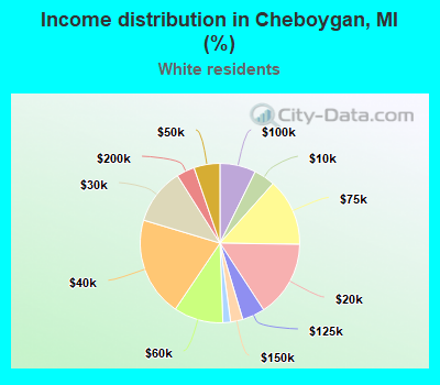 Income distribution in Cheboygan, MI (%)