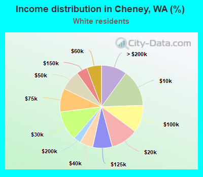 Income distribution in Cheney, WA (%)