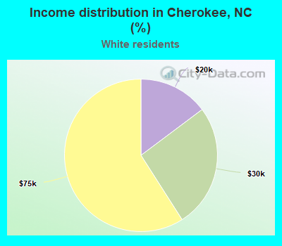 Income distribution in Cherokee, NC (%)