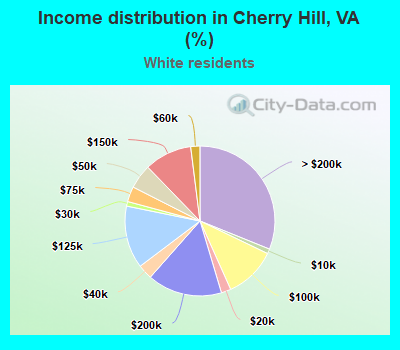 Income distribution in Cherry Hill, VA (%)