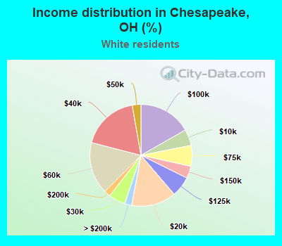 Income distribution in Chesapeake, OH (%)