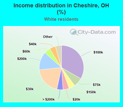 Income distribution in Cheshire, OH (%)