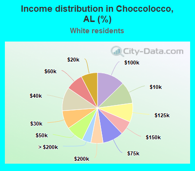 Income distribution in Choccolocco, AL (%)