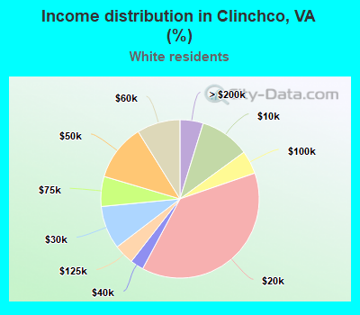 Income distribution in Clinchco, VA (%)