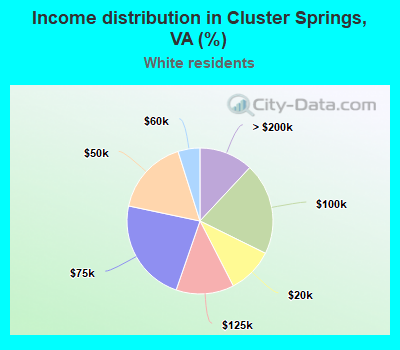 Income distribution in Cluster Springs, VA (%)