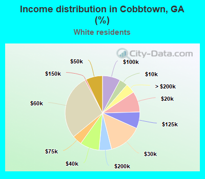 Income distribution in Cobbtown, GA (%)