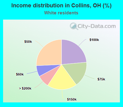 Income distribution in Collins, OH (%)