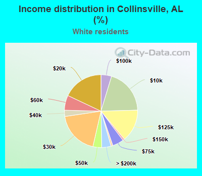 Income distribution in Collinsville, AL (%)