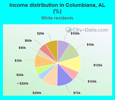 Income distribution in Columbiana, AL (%)