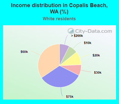 Income distribution in Copalis Beach, WA (%)
