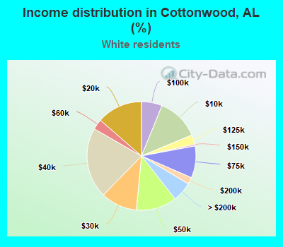 Income distribution in Cottonwood, AL (%)