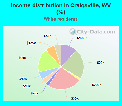Income distribution in Craigsville, WV (%)