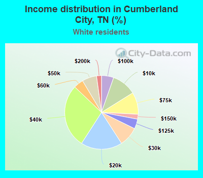 Income distribution in Cumberland City, TN (%)