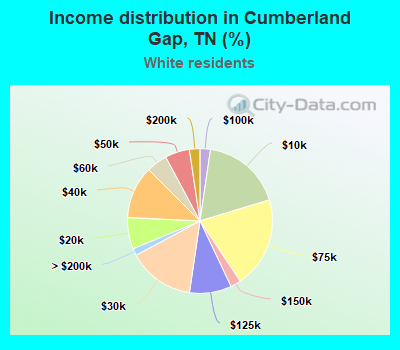 Income distribution in Cumberland Gap, TN (%)