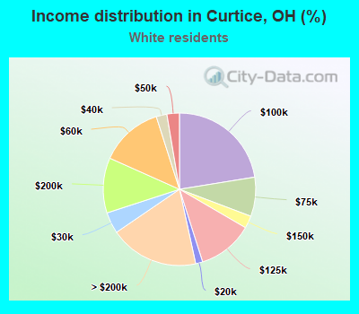 Income distribution in Curtice, OH (%)