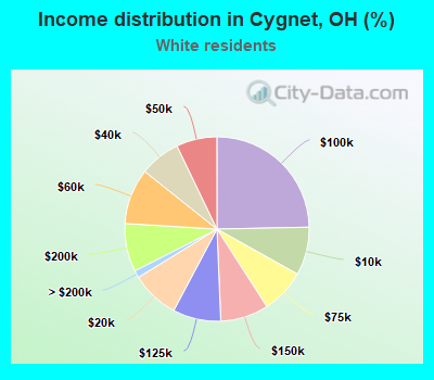 Income distribution in Cygnet, OH (%)
