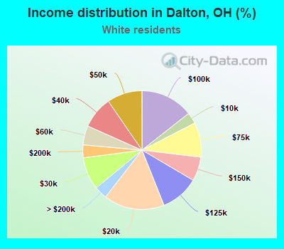 Income distribution in Dalton, OH (%)