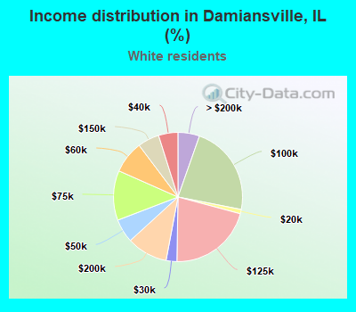 Income distribution in Damiansville, IL (%)