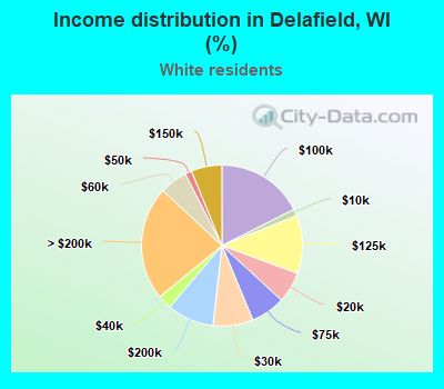 Income distribution in Delafield, WI (%)