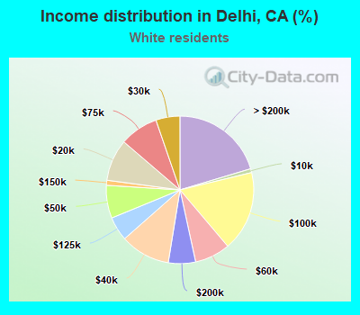Income distribution in Delhi, CA (%)