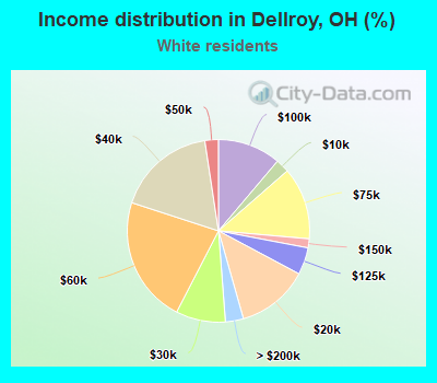 Income distribution in Dellroy, OH (%)