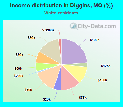 Income distribution in Diggins, MO (%)