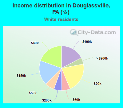 Income distribution in Douglassville, PA (%)