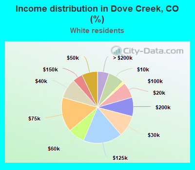 Income distribution in Dove Creek, CO (%)