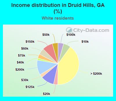 Income distribution in Druid Hills, GA (%)