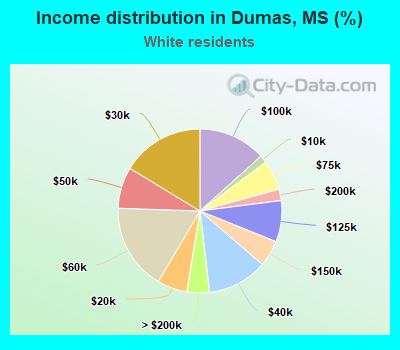 Income distribution in Dumas, MS (%)
