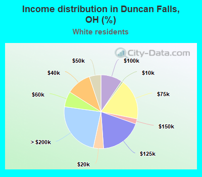 Income distribution in Duncan Falls, OH (%)