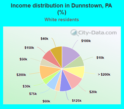 Income distribution in Dunnstown, PA (%)