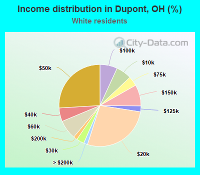 Income distribution in Dupont, OH (%)