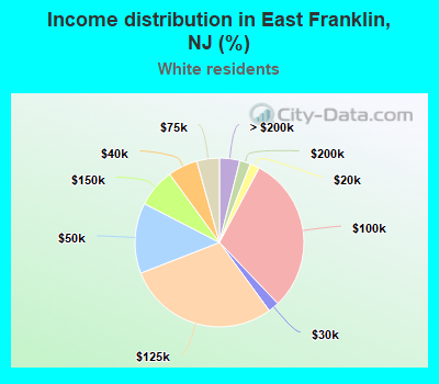 Income distribution in East Franklin, NJ (%)