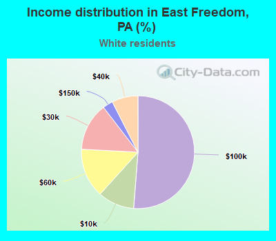 Income distribution in East Freedom, PA (%)