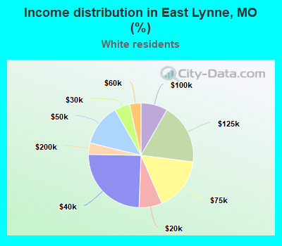 Income distribution in East Lynne, MO (%)