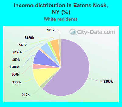 Income distribution in Eatons Neck, NY (%)